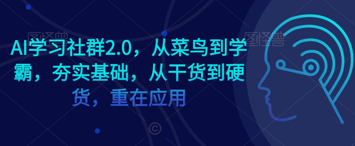AI学习社群2.0，从菜鸟到学霸，夯实基础，从干货到硬货，重在应用-如意资源库