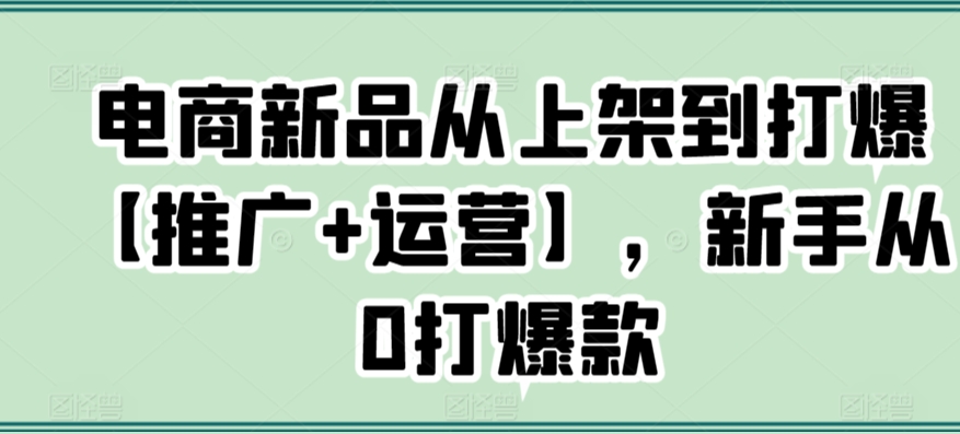 电商新品从上架到打爆【推广+运营】，新手从0打爆款-如意资源库