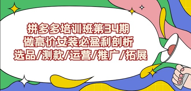 拼多多培训班第34期：做高价女装必盈利剖析选品/测款/运营/推广/拓展-如意资源库
