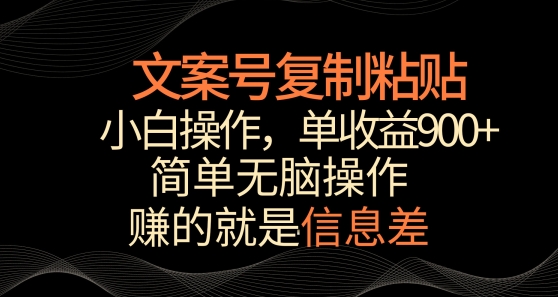 文案号掘金，简单复制粘贴，小白操作，单作品收益900+【揭秘】-如意资源库