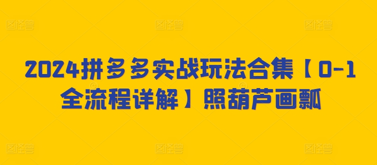 2024拼多多实战玩法合集【0-1全流程详解】照葫芦画瓢-如意资源库