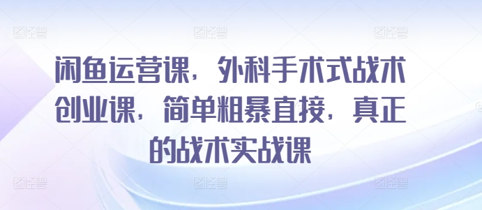 闲鱼运营课，外科手术式战术创业课，简单粗暴直接，真正的战术实战课-如意资源库