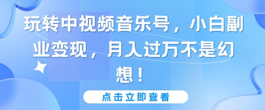玩转中视频音乐号，小白副业变现，月入过万不是幻想【揭秘】-如意资源库