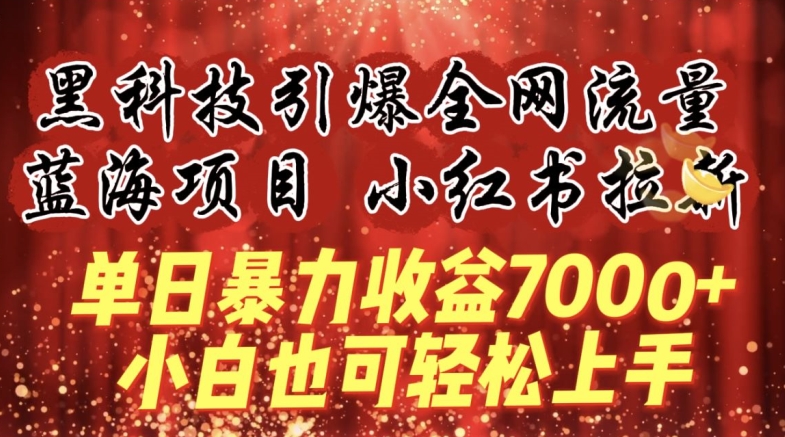 蓝海项目!黑科技引爆全网流量小红书拉新，单日暴力收益7000+，小白也能轻松上手【揭秘】-如意资源库