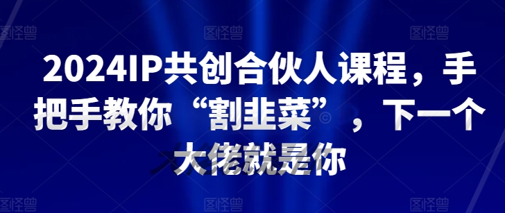 2024IP共创合伙人课程，手把手教你“割韭菜”，下一个大佬就是你-如意资源库