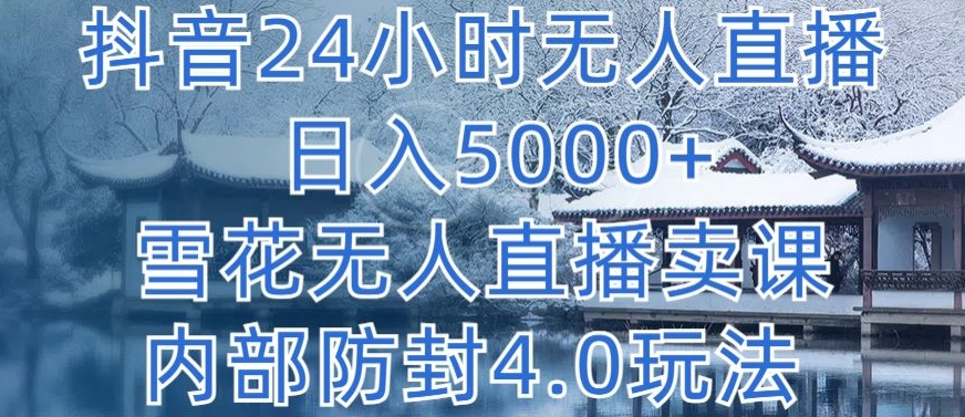 抖音24小时无人直播 日入5000+，雪花无人直播卖课，内部防封4.0玩法【揭秘】-如意资源库