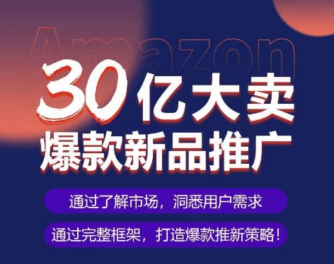 亚马逊·30亿大卖爆款新品推广，可复制、全程案例实操的爆款推新SOP-如意资源库