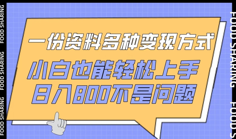 一份资料多种变现方式，小白也能轻松上手，日入800不是问题【揭秘】-如意资源库