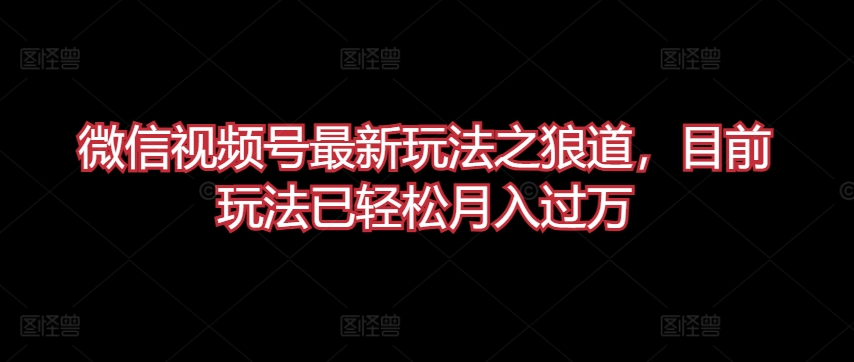 微信视频号最新玩法之狼道，目前玩法已轻松月入过万【揭秘】-如意资源库