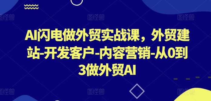 AI闪电做外贸实战课，​外贸建站-开发客户-内容营销-从0到3做外贸AI-如意资源库