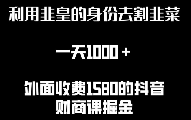 利用非皇的身份去割韭菜，一天1000+(附详细资源)【揭秘】-如意资源库