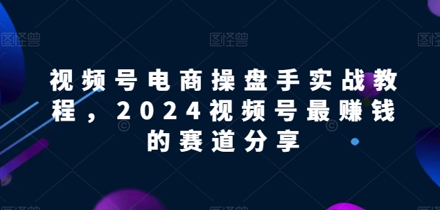 视频号电商实战教程，2024视频号最赚钱的赛道分享-如意资源库