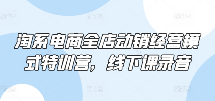 淘系电商全店动销经营模式特训营，线下课录音-如意资源库