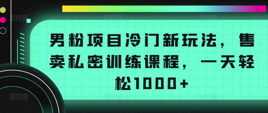 男粉项目冷门新玩法，售卖私密训练课程，一天轻松1000+【揭秘】-如意资源库