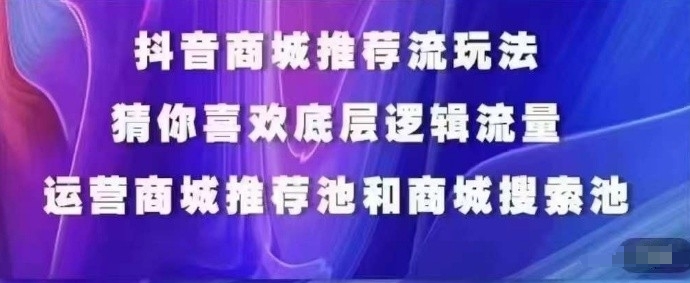 抖音商城运营课程，猜你喜欢入池商城搜索商城推荐人群标签覆盖-如意资源库