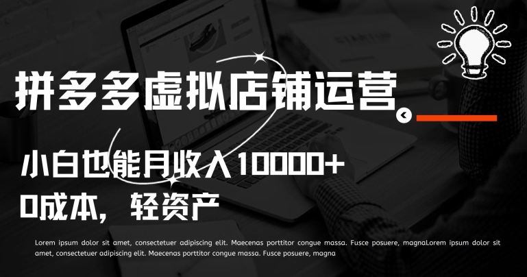 拼多多虚拟店铺运营小白也能月收入10000+【揭秘】-如意资源库