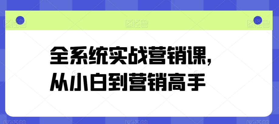 全系统实战营销课,从小白到营销高手-如意资源库