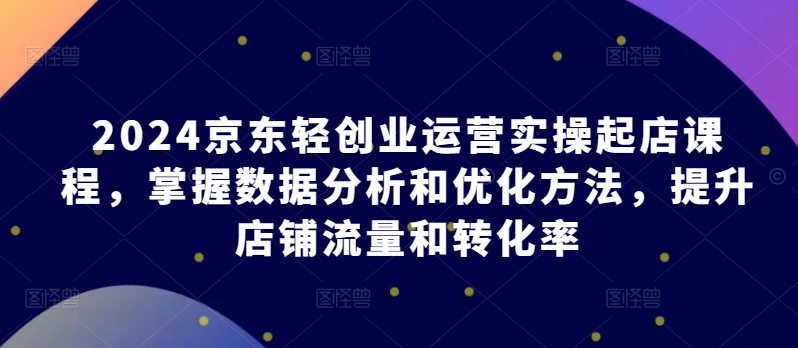 2024京东轻创业运营实操起店课程，掌握数据分析和优化方法，提升店铺流量和转化率-如意资源库