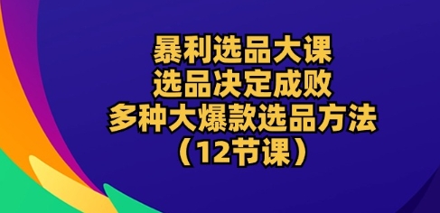 暴利选品大课：选品决定成败，教你多种大爆款选品方法(12节课)-如意资源库