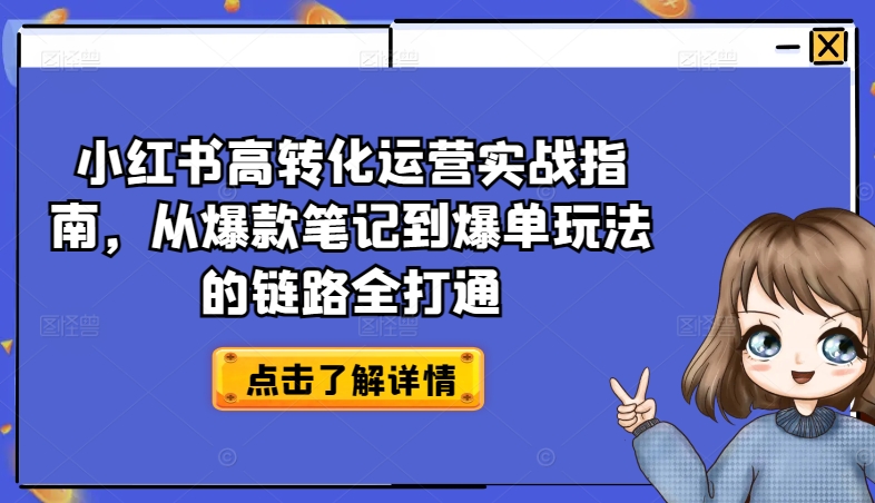 小红书高转化运营实战指南，从爆款笔记到爆单玩法的链路全打通-如意资源库