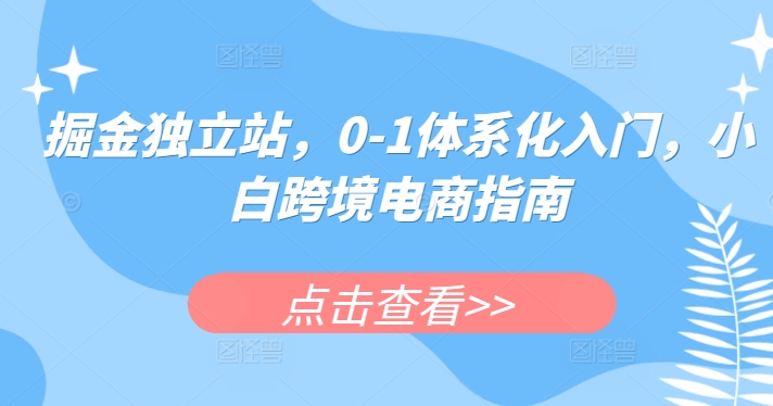 掘金独立站，0-1体系化入门，小白跨境电商指南-如意资源库