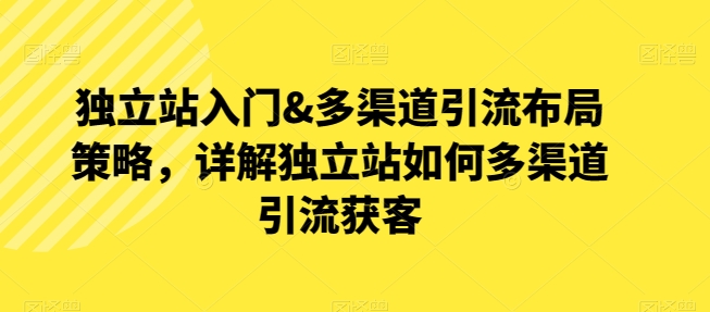 独立站入门&多渠道引流布局策略，详解独立站如何多渠道引流获客-如意资源库