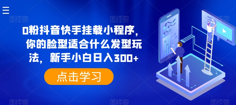 0粉抖音快手挂载小程序，你的脸型适合什么发型玩法，新手小白日入300+【揭秘】-如意资源库