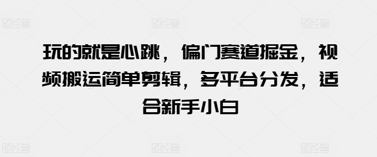 玩的就是心跳，偏门赛道掘金，视频搬运简单剪辑，多平台分发，适合新手小白【揭秘】-如意资源库