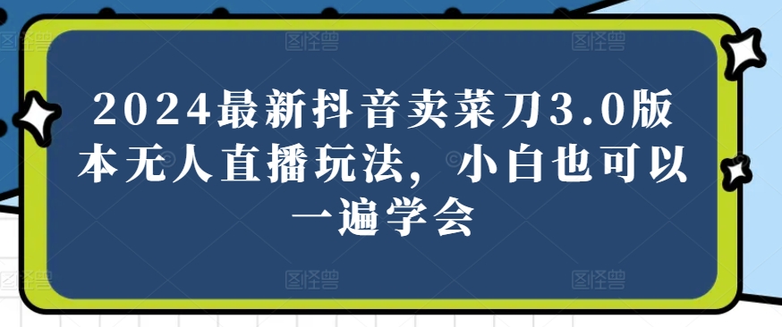 2024最新抖音卖菜刀3.0版本无人直播玩法，小白也可以一遍学会【揭秘】-如意资源库