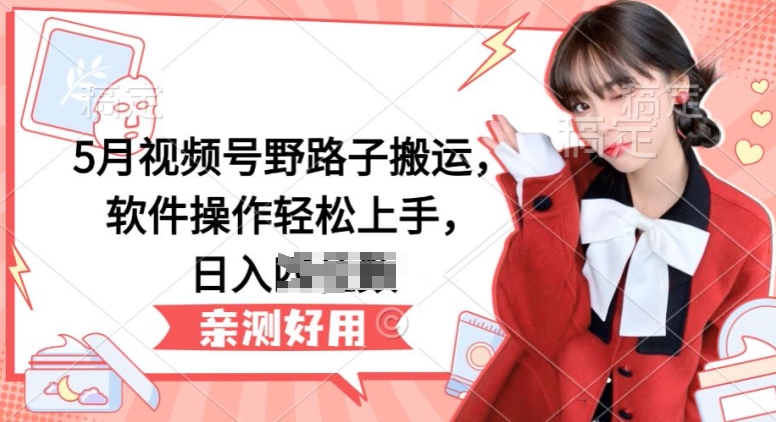 5月视频号野路子搬运，软件操作轻松上手，日入三位数【揭秘】-如意资源库