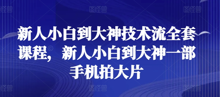 新人小白到大神技术流全套课程，新人小白到大神一部手机拍大片-如意资源库