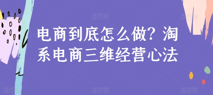 电商到底怎么做？淘系电商三维经营心法-如意资源库