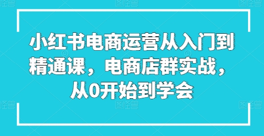 小红书电商运营从入门到精通课，电商店群实战，从0开始到学会-如意资源库