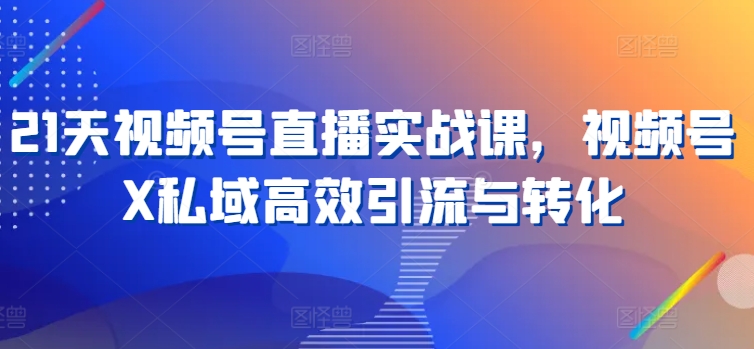 21天视频号直播实战课，视频号X私域高效引流与转化-如意资源库