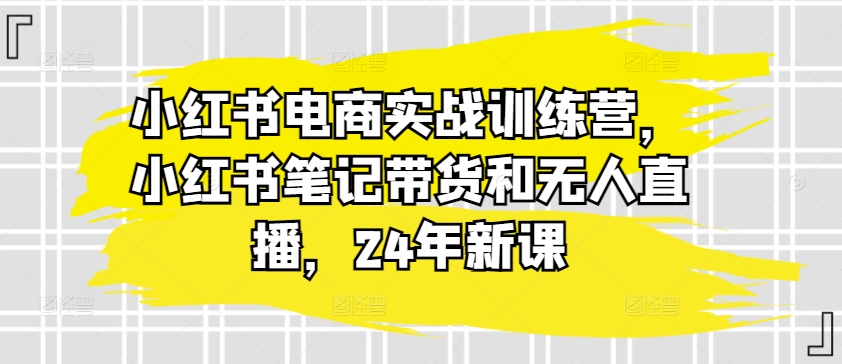 小红书电商实战训练营，小红书笔记带货和无人直播，24年新课-如意资源库