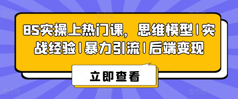 8S实操上热门课，思维模型|实战经验|暴力引流|后端变现-如意资源库