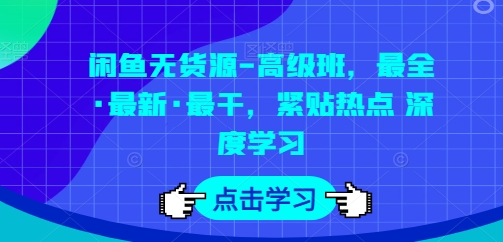 闲鱼无货源-高级班，最全·最新·最干，紧贴热点 深度学习-如意资源库