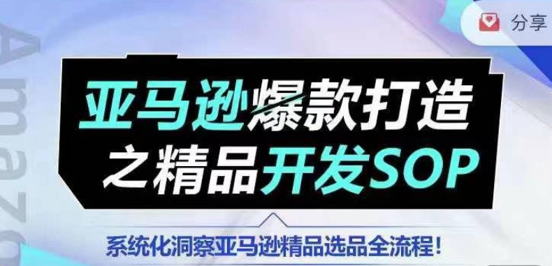 【训练营】亚马逊爆款打造之精品开发SOP，系统化洞察亚马逊精品选品全流程-如意资源库