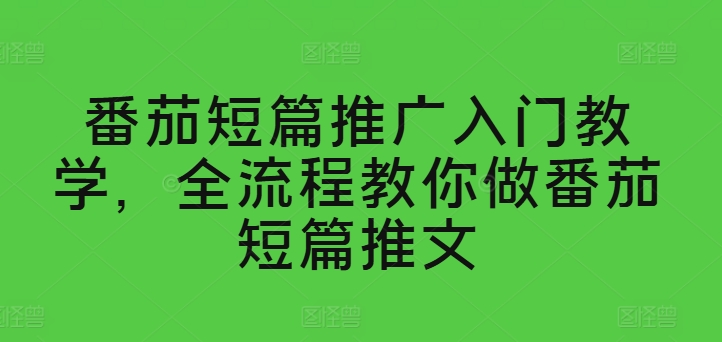 番茄短篇推广入门教学，全流程教你做番茄短篇推文-如意资源库