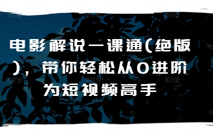 电影解说一课通(绝版)，带你轻松从0进阶为短视频高手-如意资源库