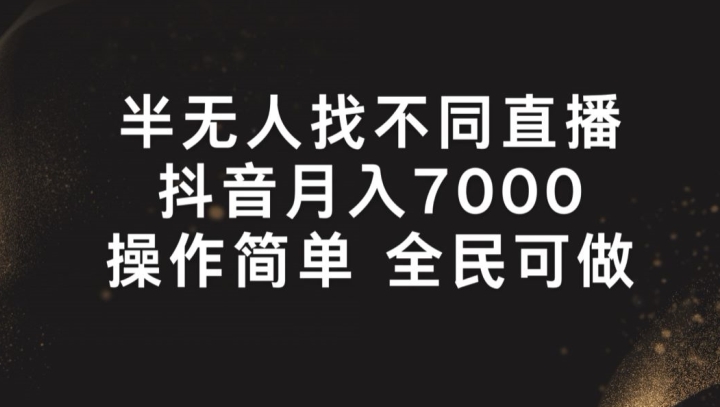 半无人找不同直播，月入7000+，操作简单 全民可做【揭秘】-如意资源库