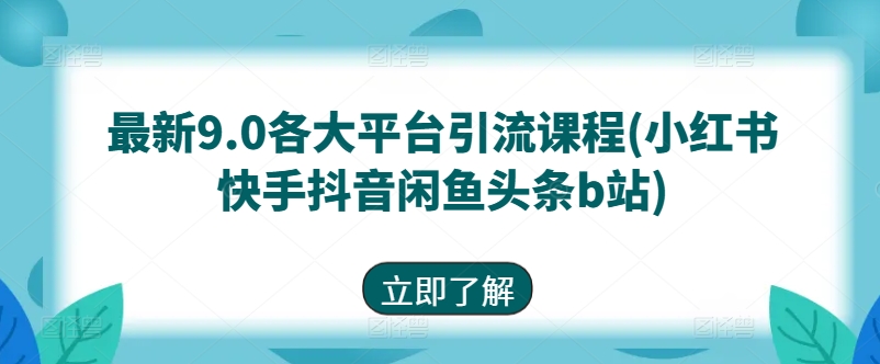 最新9.0各大平台引流课程(小红书快手抖音闲鱼头条b站)-如意资源库