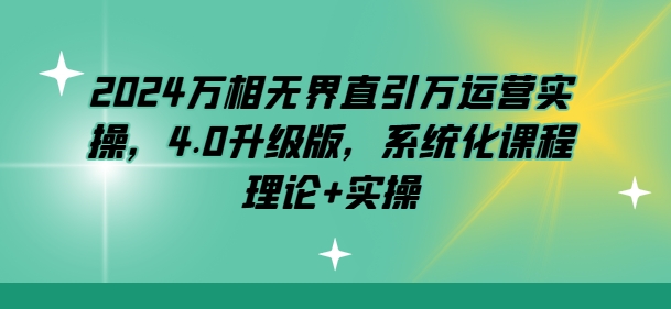 2024万相无界直引万运营实操，4.0升级版，系统化课程 理论+实操-如意资源库
