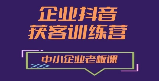 企业抖音营销获客增长训练营，中小企业老板必修课-如意资源库