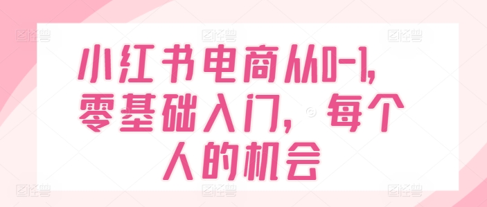 小红书电商从0-1，零基础入门，每个人的机会-如意资源库