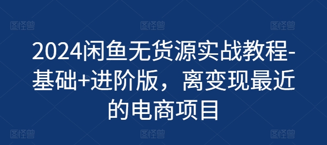 2024闲鱼无货源实战教程-基础+进阶版，离变现最近的电商项目-如意资源库