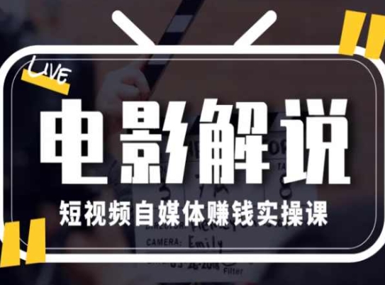 电影解说短视频自媒体赚钱实操课，教你做电影解说短视频，月赚1万-如意资源库