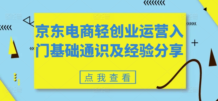 京东电商轻创业运营入门基础通识及经验分享-如意资源库
