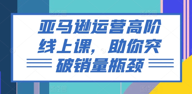 亚马逊运营高阶线上课，助你突破销量瓶颈-如意资源库
