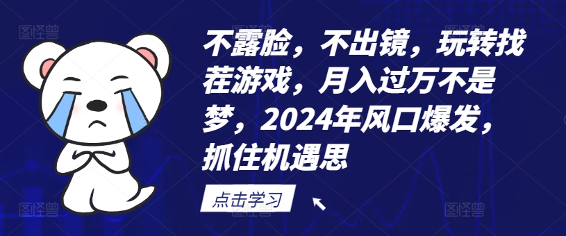不露脸，不出镜，玩转找茬游戏，月入过万不是梦，2024年风口爆发，抓住机遇【揭秘】-如意资源库